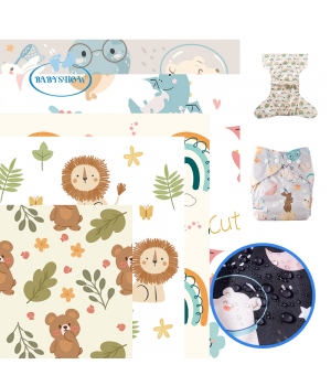 cartoon Plush Fabric Breathable Printed Pul Cloth Diaper Fabric Waterproof 100% Polyester Fabric Digital Printing for diapers